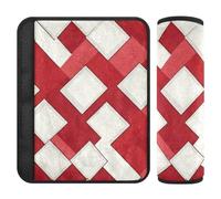 Cuscinetti per cinture di sicurezza auto, 2 pezzi, morbidi cuscinetti per cintura di sicurezza per adulti, bambini, motivo a quadri rosso e bianco