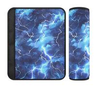 Cuscinetti per cinture di sicurezza auto, 2 pezzi, morbidi, per cintura di sicurezza, per adulti e bambini, motivo blu fulmine