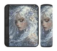 Cuscinetti per cinture di sicurezza auto, confezione da 2, morbidi cuscinetti per cintura di sicurezza per adulti, giovani e bambini, M Snow Girl Fantasy Art