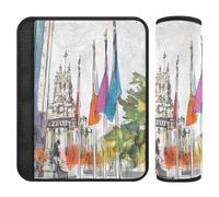 Cuscinetti per cinture di sicurezza per auto, 2 pezzi, morbidi, per bambini, per donne, uomini, bambini, M, bandiere dell'albero e architettura urbana