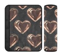 Cuscinetti per cinture di sicurezza per auto, 2 pezzi, morbidi, per zaini, per adulti, ragazzi, bambini, M, con cuore color bronzo e motivo nero