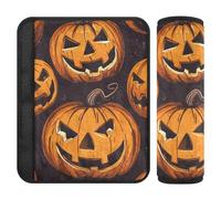 Cuscinetti per cinture di sicurezza per auto, 2 pezzi, morbidi, per zaino, per donne, uomini, bambini, S, Halloween, zucca, motivo senza cuciture
