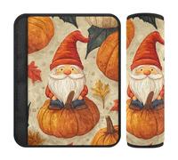 Cuscinetti per cinture di sicurezza per auto, 2 pezzi, traspiranti, di sicurezza per bambini, per adulti, giovani, bambini, M, motivo autunnale, buona fortuna, gnomo zucche