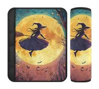 Cuscinetti per cinture di sicurezza per auto, 2 pezzi, traspiranti, per adulti e bambini, M, strega, Halloween, luna, safari