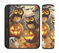 Cuscinetti per cinture di sicurezza per auto, 2 pezzi, traspiranti, per bambini, per adulti, bambini, M, Halloween, ballare, zucca, fantasmi, gufo, teschio