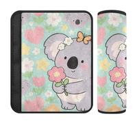 Cuscinetti per cinture di sicurezza per auto, 2 pezzi, traspiranti, per cintura di sicurezza auto, per donne, uomini, bambini, S, koala, fiore e amore