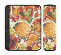 Cuscinetti per cinture di sicurezza per auto, 2 pezzi, traspiranti, per cintura di sicurezza, per adulti, bambini, S, giorno del Ringraziamento, zucca, tacchino e torta di frutta