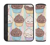 Cuscinetti per cinture di sicurezza per auto, confezione da 2, morbidi coprisella per seggiolino per bambini, per donne, uomini, bambini, motivo: cupcake Bakery, stile libro di fiabe