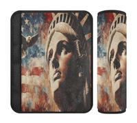 Cuscinetti per cinture di sicurezza per auto, confezione da 2, morbidi coprispalle per cintura di sicurezza per adulti e bambini, taglia M, bandiera USA e Lady Liberty