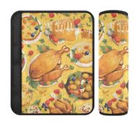 Cuscinetti per cinture di sicurezza per auto, confezione da 2, morbidi cuscinetti per cinture di sicurezza, per adulti e bambini, taglia M, giorno del Ringraziamento, zucca, tacchino e torta di frutta