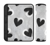 Cuscinetti per cinture di sicurezza per auto, confezione da 2, traspiranti, per adulti e bambini, motivo a cuore nero