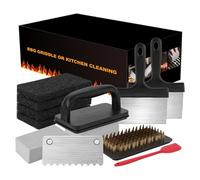 Cuscinetti per la pulizia delle piastre, per barbecue e per la pulizia del barbecue - Sgrassatore ergonomico resistente al calore per griglia a casa e cucina professionale