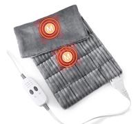 Cuscinetti riscaldanti massaggianti ponderati per sollievo dal dolore alla schiena e crampi, 61 x 30,5 cm, a costole, riscaldamento elettrico con vibrazioni massaggianti, 6 impostazioni, 3 calore, 3