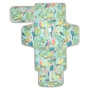 Cuscinetti riutilizzabili per pipì con tasca in tessuto portatile fasciatoio per neonati kit stazione da viaggio pappagalli piante tropicali verde