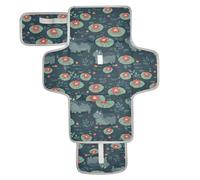 Cuscinetti riutilizzabili per pipì con tasca in tessuto portatile fasciatoio per neonati kit stazione da viaggio Cartoon ippopotamo ninfee blu navy