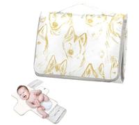 Cuscinetti riutilizzabili per pipì per bambini con tasca in tessuto con sagome di testa di cane dorate fasciatoio portatile per bambino con cuscino integrato cambiadores de pa?ales para Bebes