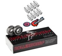 Cuscinetti Rollerbones da 8 mm, confezione da 16, con distanziali Dragon - Set di cuscinetti a rulli Bones Bearings per pattini in linea Roller D