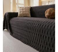 cuscinetto comune divano antiscivolo, Copridivano for divano da 1, 2, 3 o 4 cuscini, copridivano multifunzionale antimacchia e anti-pelucchi(Black,180*420cm)