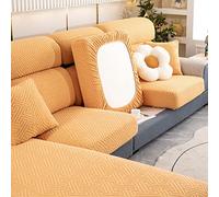 cuscinetto del divano elastico, Copricuscini for divano ad angolo a L da 1, 2 o 3 posti, multicolore, diverse misure(Yellow,3-seater-X(135-165cm))