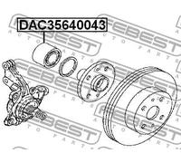 Febest Cuscinetto mozzo ruota DAC35640043 – assale anteriore bilaterale per Daihatsu, Toyota
