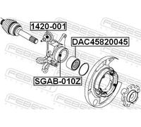 Cuscinetto mozzo ruota Assale post. bilaterale DAC45820045 FEBEST per SSANGYONG
