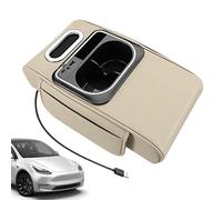 Cuscinetto per bracciolo dell'auto, spesso, con tasca laterale, luce ambientale, porta USB, per camion, SUV, rimorchio, interno del conducente, tessere, chiavi, telefono