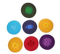 Cuscinetto Ricamato per Ciotola Sonora 7 Pezzi in Poliestere | Buddhismo Accessori, Tappetino Sottociotola per Meditazione e Sound Baths, Stile Decorativo