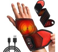 Cuscinetto riscaldante da polso per terapia a luce rossa, 36 perline LED e batteria da 3000 mAh, ricaricabile senza fili, con vibrazione, 3 livelli di calore, per comfort quotidiano, post allenamento