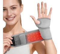 Cuscinetto riscaldante da polso senza fili, massaggiatore per polso con calore e luce rossa, massaggiatore per tunnel carpale, terapia della luce rossa per polso e mano, 660 nm/850 nm, fascia da polso