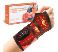 Cuscinetto riscaldante per polso senza fili con massaggio e luce rossa, fascia per polso riscaldata ricaricabile per tunnel carpale, artrite, massaggiatore da polso per alleviare il dolore alle mani