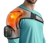 Cuscinetto riscaldante per spalle con massaggio, fascia per spalle riscaldata per dolore senza fili, tutore per spalla riscaldata per donne e uomini, dolore al polsino dei rotatori e spalla congelata