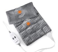 Cuscinetto riscaldante ponderato con massaggiatore elettrico riscaldante per schiena con vibrazione massaggiante, 3 livelli di riscaldamento e 3 tipi di massaggio, 30,5 x 61 cm, grigio