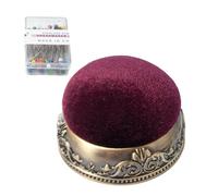 Cuscinetto rotondo - Pallina da cucito vintage in tessuto non tessuto con base | Set di aghi in stile retrò | Elegante accessorio per sartoria, sartoria, cucito a casa, studio D