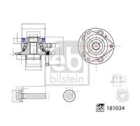 Cuscinetto ruota Assale anteriore Cuscinetto a sfere obliquo 181034 per OPEL