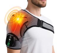 Cuscinetto Termico Senza Fili Per Massaggio Alla Spalla, Tutore Riscaldabile Con 3 Livelli Di Calore E Vibrazione, Schermo Touch E Batteria 5000mah, Adatto A Spalla Sinistra/Destra (Grigio)