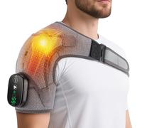 Cuscinetto Termico Senza Fili Per Massaggio Alla Spalla, Tutore Riscaldabile Con 3 Livelli Di Calore E Vibrazione, Schermo Touch E Batteria 5000mAh, Adatto A Spalla Sinistra/Destra (Grigio Puro)