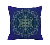 Cuscini Colorato Mandala Geometria Sacra Metatron Cube Yantra Lotus Federa Moderne Cuscino Copricuscini Decorativi Federe per Cuscini per Camera Letto Divano 45X45Cm