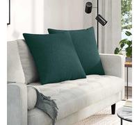 Cuscini da Divano 2 pz Tessuto Verde Scuro 80 x 80 cm