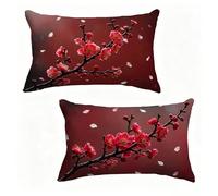 Cuscini Da Esterno 50x60 cm Set di 2 Rosso Federe Cuscini Divano 50 x 60 cm Copricuscino Flower Decorazione Cuscino Lino, Stampa HD Fronte-Retro Primavera ed Estate per Decorazioni Casa 5-Z42A9I