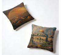 Cuscini Da Esterno 75 x 75 Set di 10 Città Federe Cuscini Divano 75x75 cm Copricuscino Tempio Decorazione Cuscino Lino, Stampa HD Fronte-Retro Primavera ed Estate per Esterno Decorazioni Casa P-42W63V