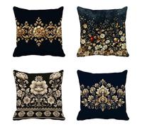 Cuscini da Esterno 75x75 cm Set Di 4, Giallo Cuscini per Divano Europa Settentrionale Modello con Cerniera Invisibile Impermeabili Lino Cuscino Divano per Giardino Deco, Terrazza -HCW256M7L8H271