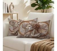 Cuscini da Esterno Angelo Cuscini per Divano Rettangolari 50x80 Set di 2 Decorativi Uomo Motivo Impermeabili in Velluto Copricuscini Divano, per Soggiorno Camera da Letto, Regalo per Donna K-8481