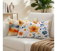 Cuscini da Esterno Arancia Cuscini per Divano Rettangolari 40x80 Set di 2 Decorativi Fiore Motivo Impermeabili in Lino Copricuscini Divano, per Soggiorno Camera da Letto, Regalo per Donna K-9487