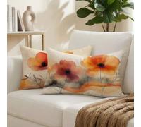 Cuscini da Esterno Arancia Cuscini per Divano Rettangolari 40x80 Set di 2 Decorativi Papavero Motivo Impermeabili in Lino Copricuscini Divano, per Soggiorno Camera da Letto, Regalo per Donna K-9509