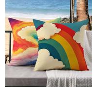 Cuscini da Esterno Arcobaleno Cuscini Divano Set da 2 astratto Federa Cuscino 50x50 Lino Copricuscini Divano Copricuscino Impermeabile, Decorazioni Casa, Decorazioni Giardino per Esterno k-57