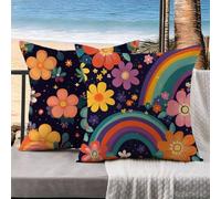 Cuscini da Esterno Arcobaleno Cuscini Divano Set da 2 Cartoni animati Federa Cuscino 50x50 Lino Copricuscini Divano Copricuscino Impermeabile, Decorazioni Casa, Decorazioni Giardino per Esterno k-59