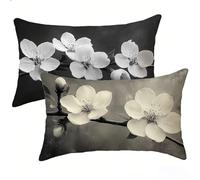 Cuscini da Esterno Bianco, Cuscini per Divano 30 x 50 Set di 2, Fiore Guanciale Letto Morbidi e Traspiranti Decorativi Impermeabili Copricuscini, 2 Pezzi Lino Cuscino Divano, Regalo per Donna E-872