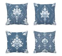 Cuscini da Esterno, Blu Cuscini per Divano 80 x 80 Set Di 4, Impermeabili Lino cuscino Divano Moderno Modello con Cerniera Invisibile Progettare, Doppia Faccia Stampa, Giardino Deco -HCW2506I926SPSC