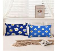 Cuscini da Esterno Blu Cuscini per Divano Margherita Motivo Disegno Lino Federa Cuscino 50x80 Set da 2 Rettangolari Copricuscini Divano Doppia Faccia Stampa Cerniera Invisibile per Room Decor,Model478