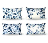 Cuscini da Esterno Blu della Marina Federe Cuscini Divano 30x50 Lino Guanciale Letto foglia Copricuscini Divano 4 Pezzi Copri Cuscino Letto, Decorazioni Primavera, Decorazioni Giardino, m-182